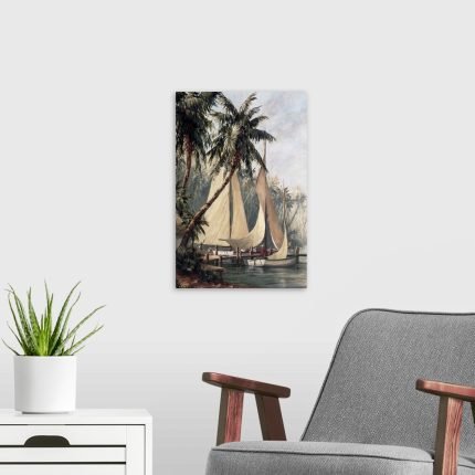 Tropical Haven: A Classic Vintage Nautical Canvas Painting