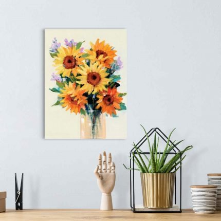 Sunshine in a Vase: A Vibrant Floral Sunflower Canvas Painting