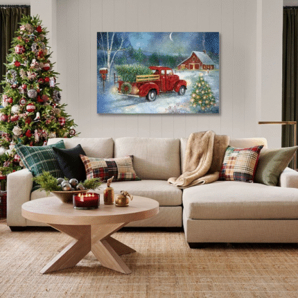Home for the Holidays: A Classic Vintage Christmas Canvas Painting