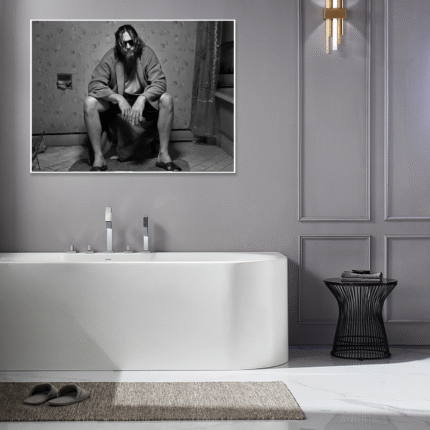 The Dude's Domain: A Funny Black and White Wall Art for a Cool Bathroom