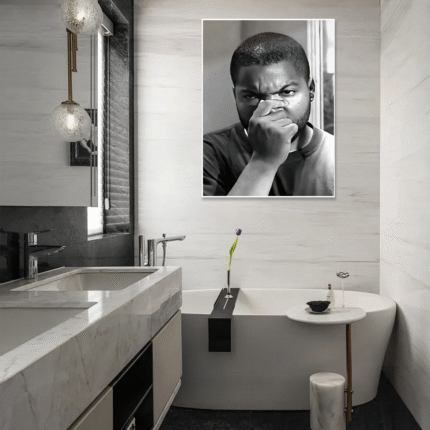 The Dismissal: A Funny Black and White Wall Art for a Cool Bathroom