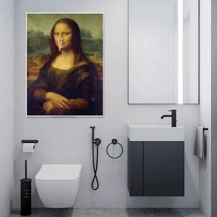 Mona Lisa's Secret: A Funny Pop Art Classic Bathroom Wall Art