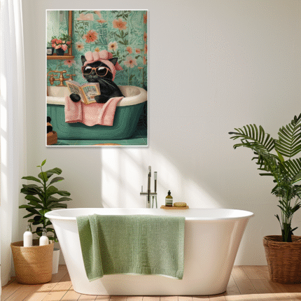 Pampered Paws: A Charming Vintage Cat Bathroom Wall Art Print
