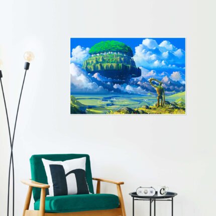 The Last Guardian: A Vibrant Studio Ghibli Castle in the Sky Wall Art