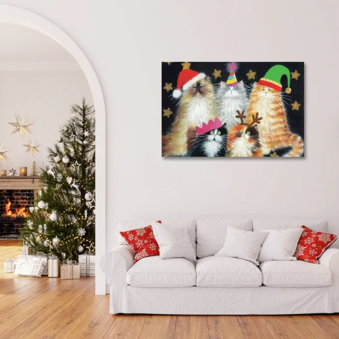 Holiday Cat Pack in an Entryway