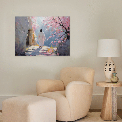 Path of Renewal: A Romantic Floral Bedroom Wall Art of Faith
