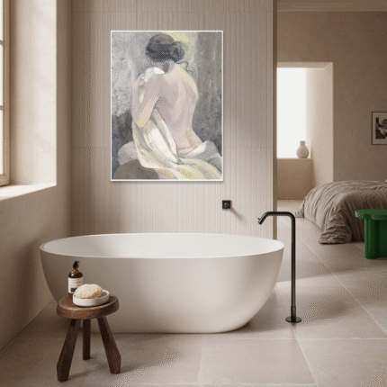 Quiet Repose: A Classy Figurative Portrait for Bathroom Wall Art
