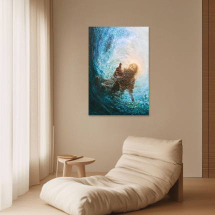 He Reaches: A Contemporary Romantic Bedroom Wall Art of Faith