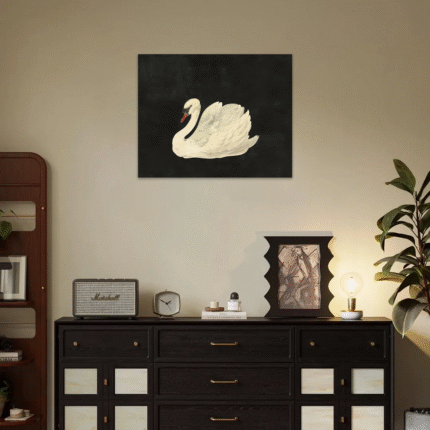 The Silent Swan: A Striking Vintage Minimalist Animal Wall Art