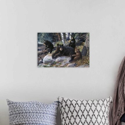 Forest Family: A Heartwarming Wildlife Bear Wall Art for Your Home