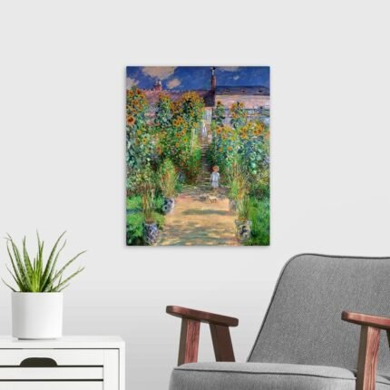 Monet's Garden Path: A Classic Impressionist Flower Canvas Painting