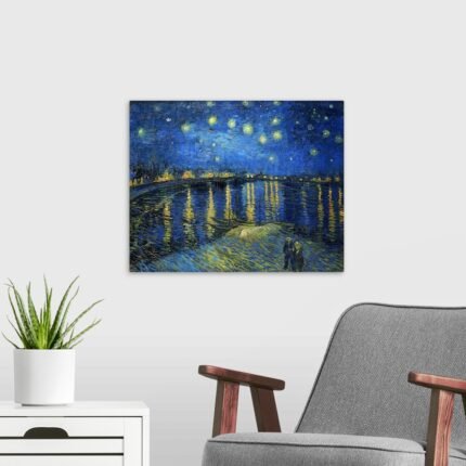 Starry Night Over the Rhône: A Famous Vintage Landscape Canvas Painting