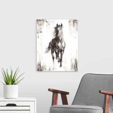 Untamed Spirit: A Modern Minimalist Horse Canvas Painting