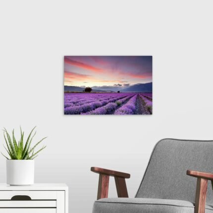 Sunset Over the Valley: A Breathtaking Landscape Lavender Wall Art