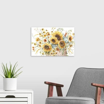 Sunshine Harvest: A Cheerful Farmhouse Flower Canvas Painting