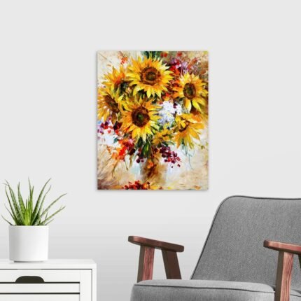 Harvest Radiance: An Impressionist Autumn Flower Canvas Painting