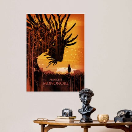 Spirit of the Forest: A Minimalist Princess Mononoke Movie Wall Art