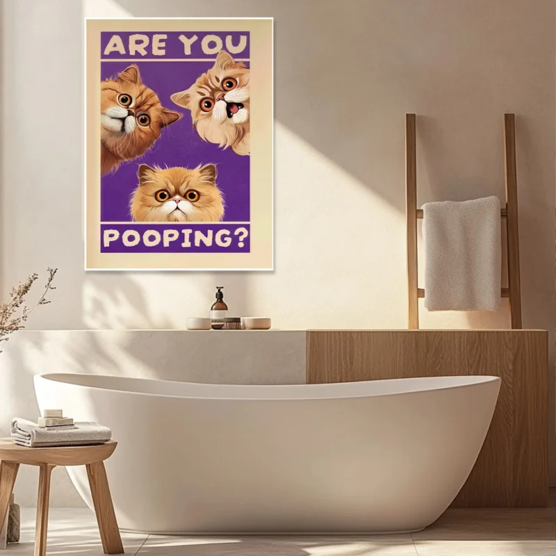 Are You Pooping cat bathroom art