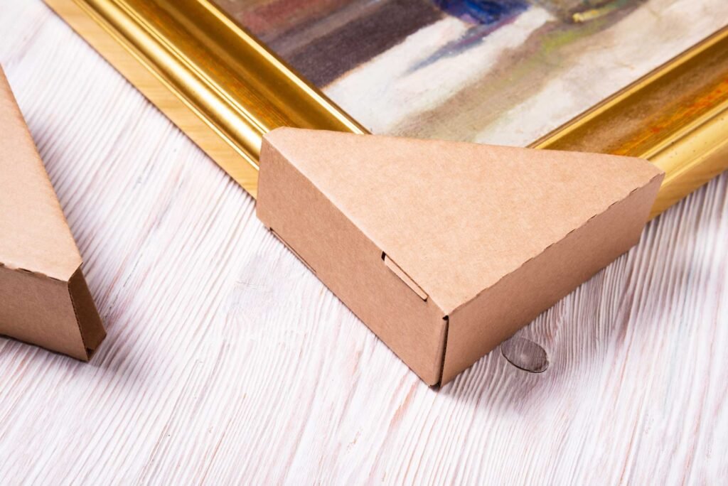 Packing canvas art with corner protectors