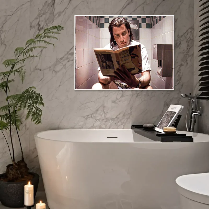 Pulp Fiction Modesty Blaise bathroom art