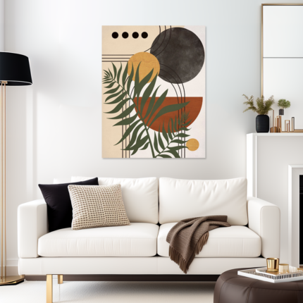Geometric Harmony: A Boho Chic Abstract Wall Art for Living Room Decor