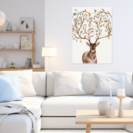 Holiday Whimsy: A Charming Christmas Decor Deer Wall Art for the Season