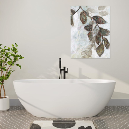 Faded Foliage: A Rustic Farmhouse Bathroom Wall Art Print
