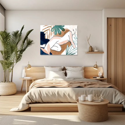 Natural Repose: A Boho Chic Abstract Bedroom Wall Art Print