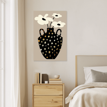 Spotted Harmony: A Boho Chic Neutral Bedroom Wall Art Print