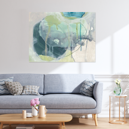 Teal Current: A Modern Abstract Wall Art for Living Room Decor