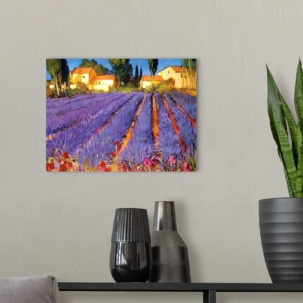 Provence Glow: A Vibrant Landscape Lavender Canvas Painting