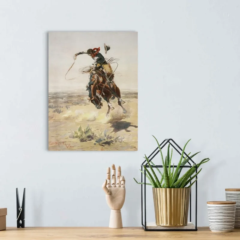 Modern western wall art in contemporary living room decor