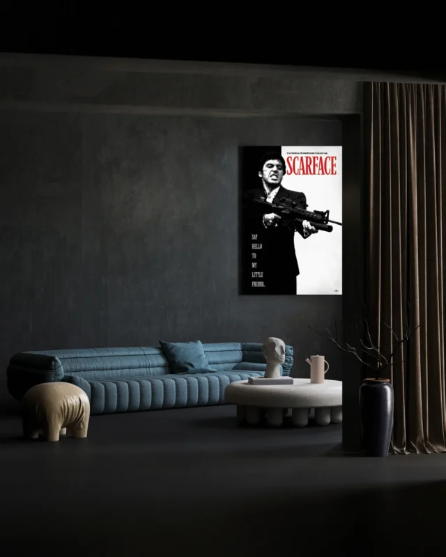 Scarface movie wall art in man cave office decor